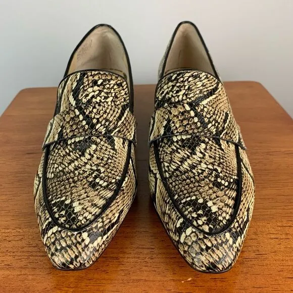 Vince Camuto Women's Adealia leather Loafer block heels snake print size 8