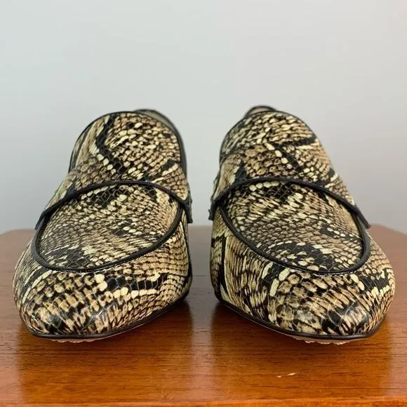 Vince Camuto Women's Adealia leather Loafer block heels snake print size 8