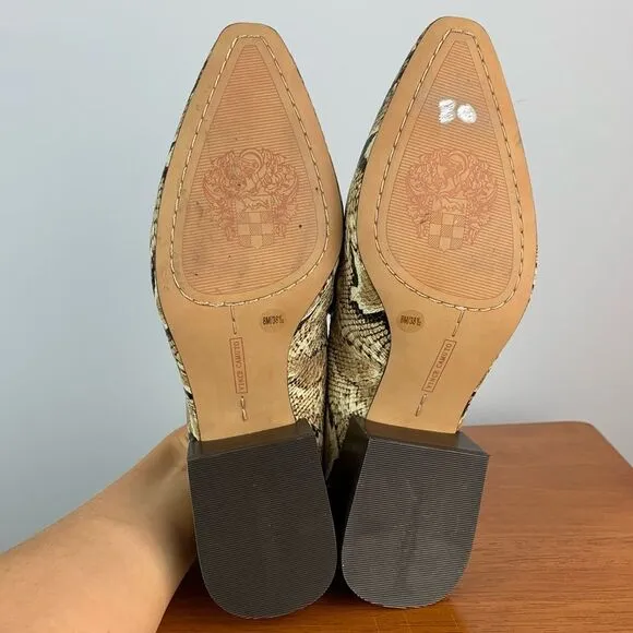 Vince Camuto Women's Adealia leather Loafer block heels snake print size 8