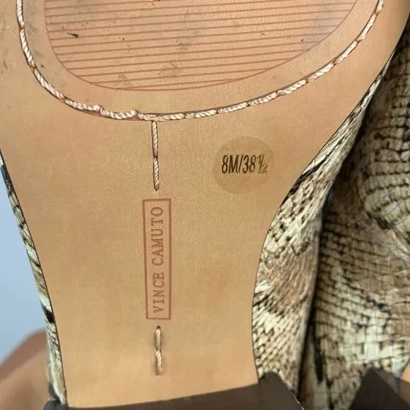 Vince Camuto Women's Adealia leather Loafer block heels snake print size 8