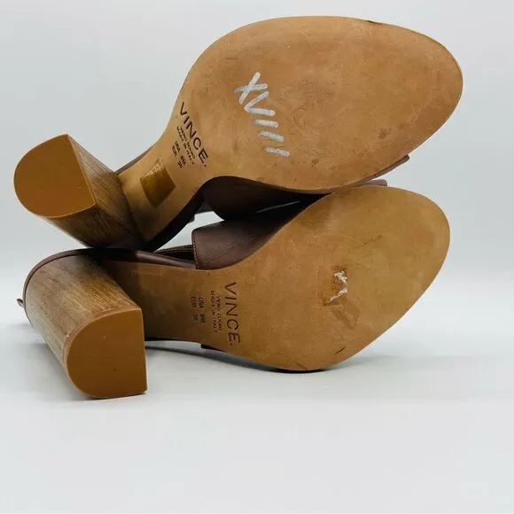 Vince Open Toe Ankle Strap Heeled Leather Sandals