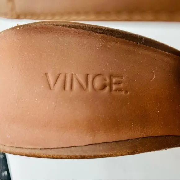 Vince Open Toe Ankle Strap Heeled Leather Sandals