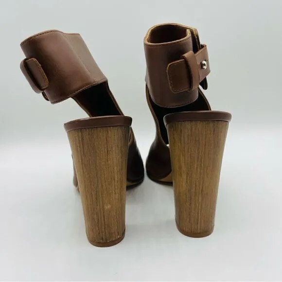 Vince Open Toe Ankle Strap Heeled Leather Sandals