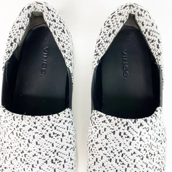 Vince Warren Marled Knit Tweed Platform Slip On Sneaker Black White Size 7.5