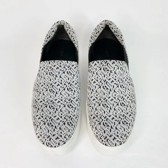 Vince Warren Marled Knit Tweed Platform Slip On Sneaker Black White Size 7.5
