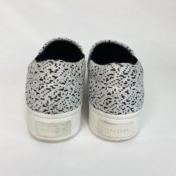 Vince Warren Marled Knit Tweed Platform Slip On Sneaker Black White Size 7.5