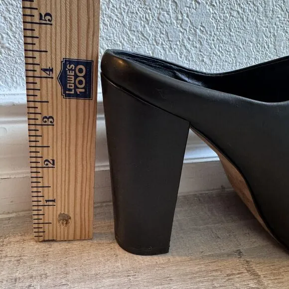 Vince Womens Open Toe Black Leather Block Heels Mule Size 8.5 Baddie Night Out