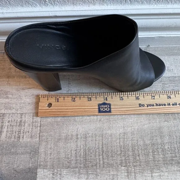 Vince Womens Open Toe Black Leather Block Heels Mule Size 8.5 Baddie Night Out