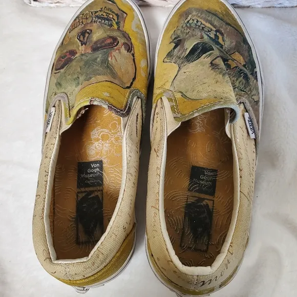 Vincent Van Gogh Vans Classic Slip On Skull Size M 7.5  W 9 EUC