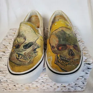 Vincent Van Gogh Vans Classic Slip On Skull Size M 7.5  W 9 EUC