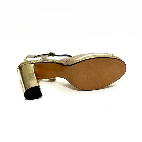 Vintage 1960s metallic gold leather platform formal rockabilly heels