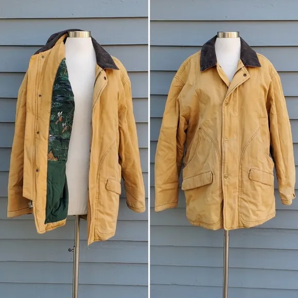 Vintage 80s Field &amp; Stream Duck Canvas Pheasant Lined Chore Barn Coat Medium
