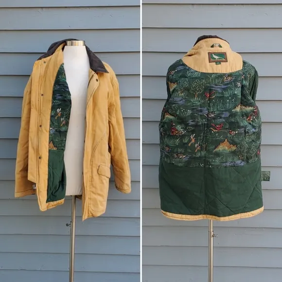 Vintage 80s Field &amp; Stream Duck Canvas Pheasant Lined Chore Barn Coat Medium