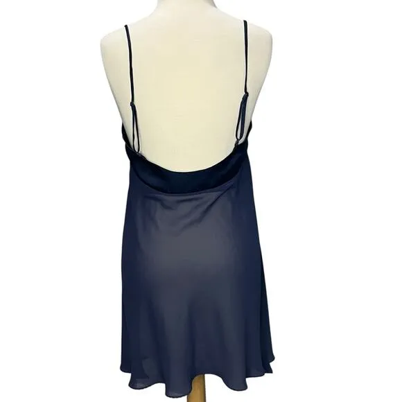 Vintage 90s Victorias Secret Babydoll Slip Dress M Blue Sheer Chemise Y2K Fairy