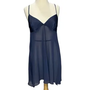 Vintage 90s Victorias Secret Babydoll Slip Dress M Blue Sheer Chemise Y2K Fairy