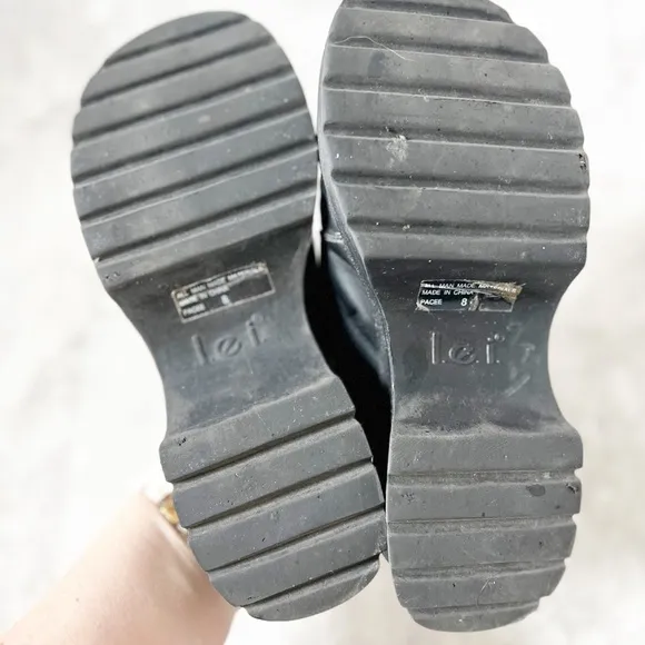 Vintage 90s Y2K LEI Chunky Platform Black Square Toe Slide Square Heel Mules 8