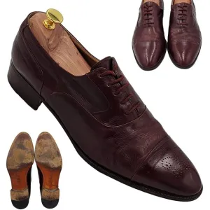 Vintage Bally Italy Dress Shoes Mens size 10.5 Burgundy Calfskin Leather Oxfords