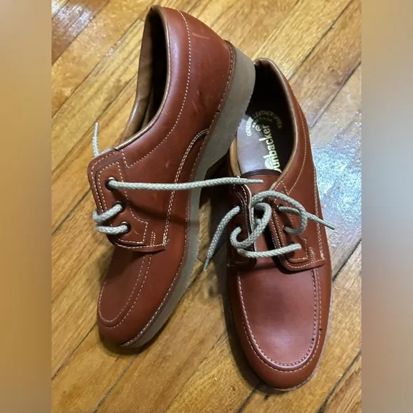 Vintage Brown Mens  Leather Sunbacker 70s Dress Shoes 10.5 Oxfords