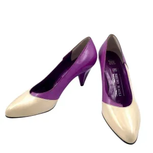 Vintage Bruno Magli Women’s Pumps Heels Purple Cream Made in Italy Sz 5.5 B 36