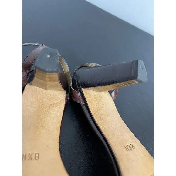 Vintage Burgundy Open Toe High Heels Vero Cuoio Martini Osvaldo 8.5N Italy