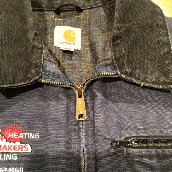 Vintage Carhartt dark blue Detroit blanket linked jacket
