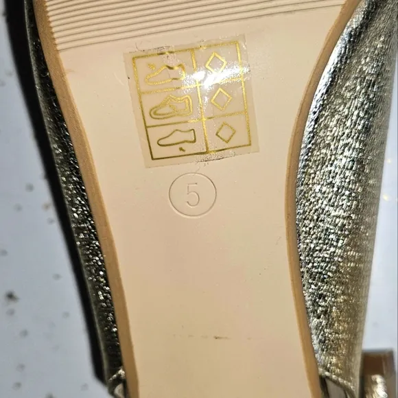 Vintage Crackled Metallic Goat Leather, Slingback, Open Toe Heels Size 5