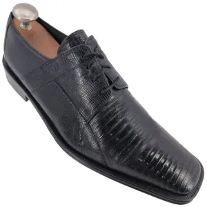 Vintage David Eden Exotic Teju Lizard Black Dress Shoes Mens size 10.5 Oxfords