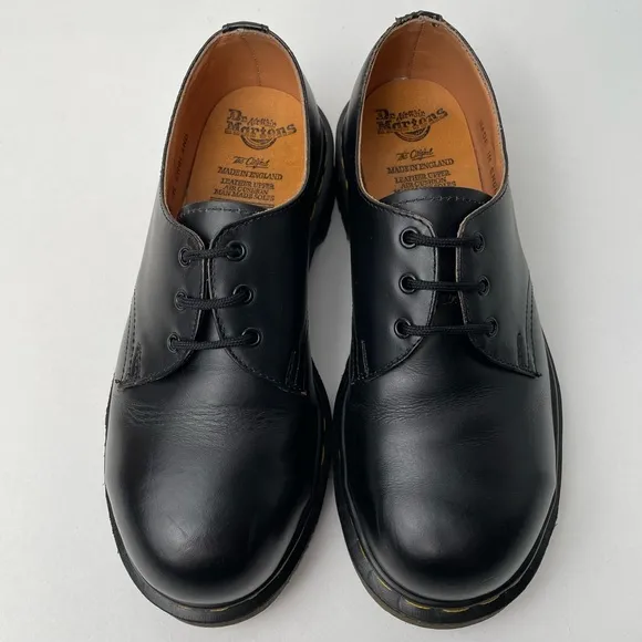 Vintage Dr. Martens 1925 Black Leather Steel Toe Oxfords MIE Shoes UK 4