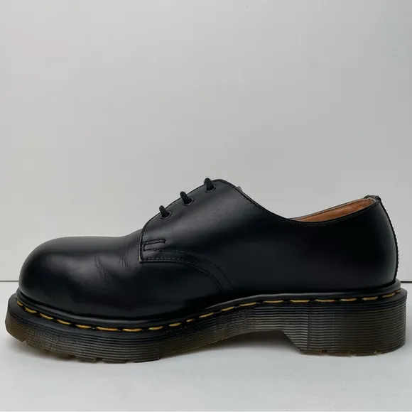 Vintage Dr. Martens 1925 Black Leather Steel Toe Oxfords MIE Shoes UK 4
