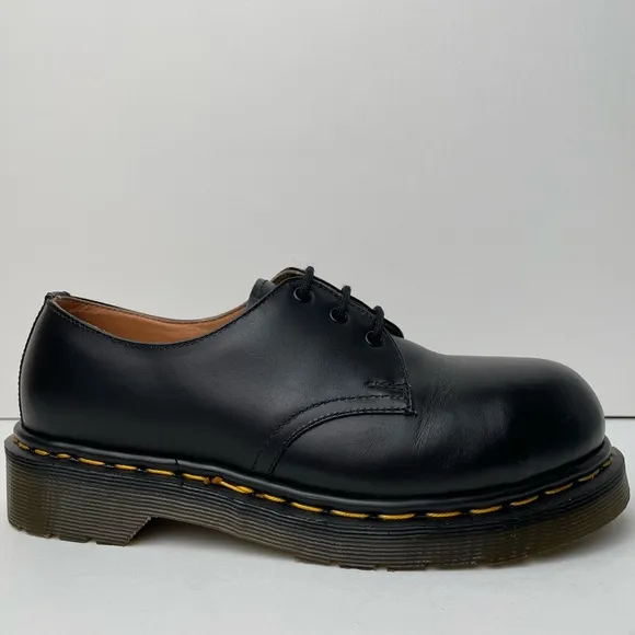 Vintage Dr. Martens 1925 Black Leather Steel Toe Oxfords MIE Shoes UK 4