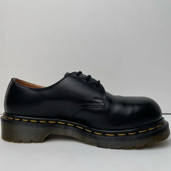 Vintage Dr. Martens 1925 Black Leather Steel Toe Oxfords MIE Shoes UK 4