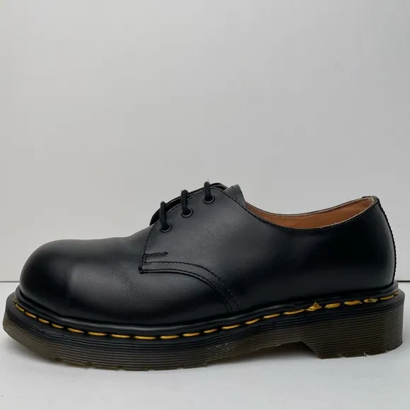 Vintage Dr. Martens 1925 Black Leather Steel Toe Oxfords MIE Shoes UK 4
