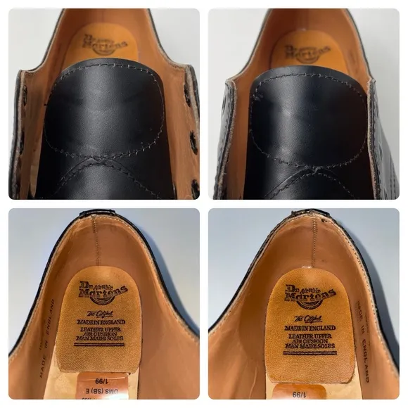 Vintage Dr. Martens 1925 Black Leather Steel Toe Oxfords MIE Shoes UK 4