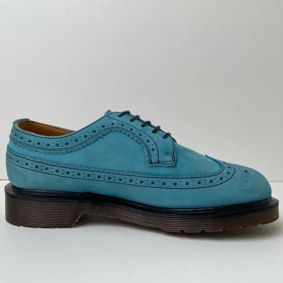 Vintage Dr. Martens 3989 Blue Soft Leather Wingtip Oxfords Shoes UK 4