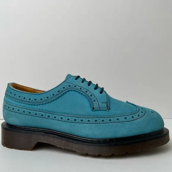 Vintage Dr. Martens 3989 Blue Soft Leather Wingtip Oxfords Shoes UK 4