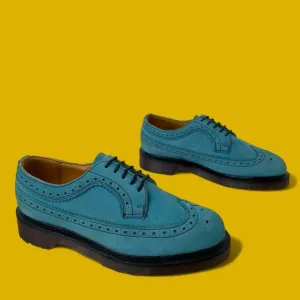 Vintage Dr. Martens 3989 Blue Soft Leather Wingtip Oxfords Shoes UK 4