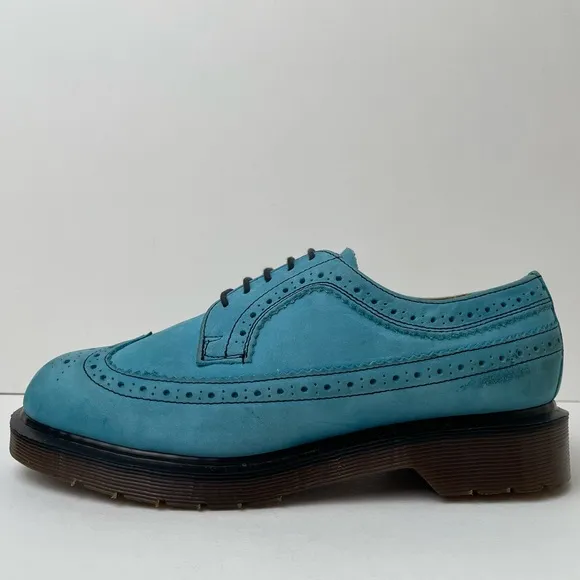 Vintage Dr. Martens 3989 Blue Soft Leather Wingtip Oxfords Shoes UK 4