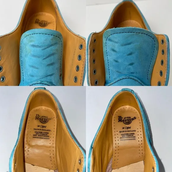 Vintage Dr. Martens 3989 Blue Soft Leather Wingtip Oxfords Shoes UK 4