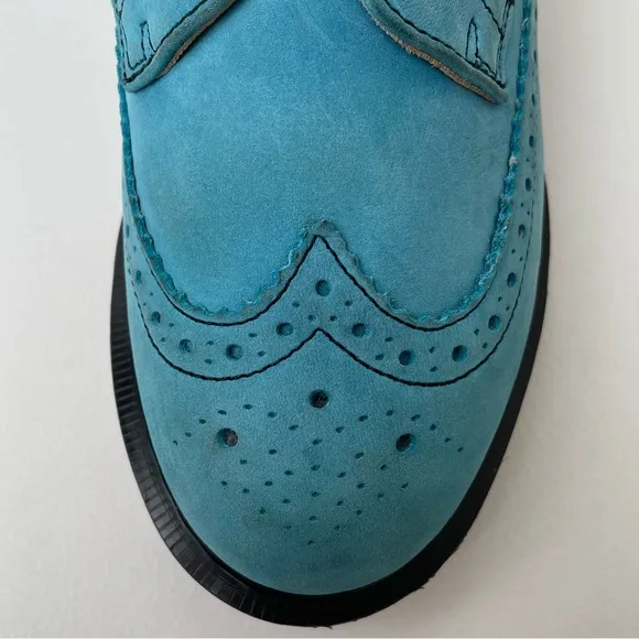 Vintage Dr. Martens 3989 Blue Soft Leather Wingtip Oxfords Shoes UK 4