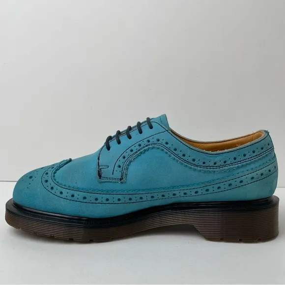 Vintage Dr. Martens 3989 Blue Soft Leather Wingtip Oxfords Shoes UK 4