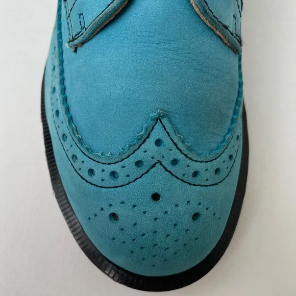 Vintage Dr. Martens 3989 Blue Soft Leather Wingtip Oxfords Shoes UK 4