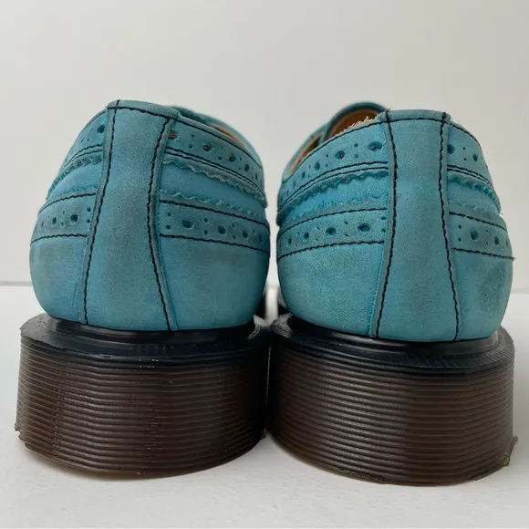 Vintage Dr. Martens 3989 Blue Soft Leather Wingtip Oxfords Shoes UK 4