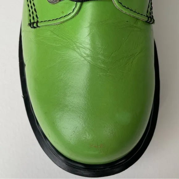 Vintage Dr. Martens England Green Leather Envy Quad Tunnel Platform Oxfords UK 9
