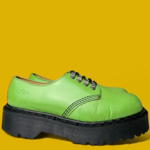 Vintage Dr. Martens England Green Leather Envy Quad Tunnel Platform Oxfords UK 9