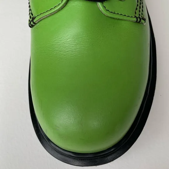 Vintage Dr. Martens England Green Leather Envy Quad Tunnel Platform Oxfords UK 9