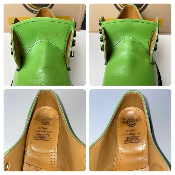 Vintage Dr. Martens England Green Leather Envy Quad Tunnel Platform Oxfords UK 9
