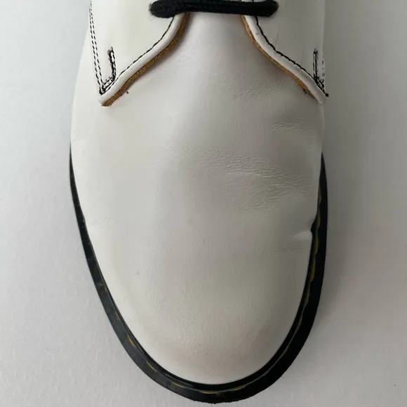 Vintage Dr. Martens MIE 1461 White Leather Double Stitch Oxfords UK 4