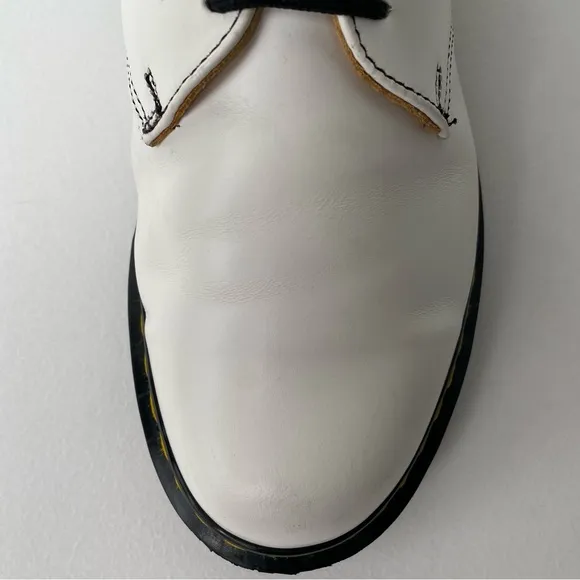 Vintage Dr. Martens MIE 1461 White Leather Double Stitch Oxfords UK 4