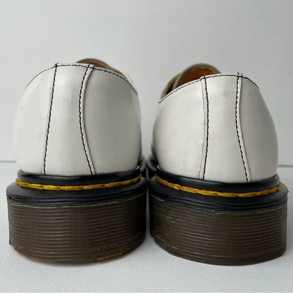 Vintage Dr. Martens MIE 1461 White Leather Double Stitch Oxfords UK 4