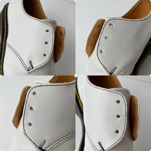 Vintage Dr. Martens MIE 1461 White Leather Double Stitch Oxfords UK 4